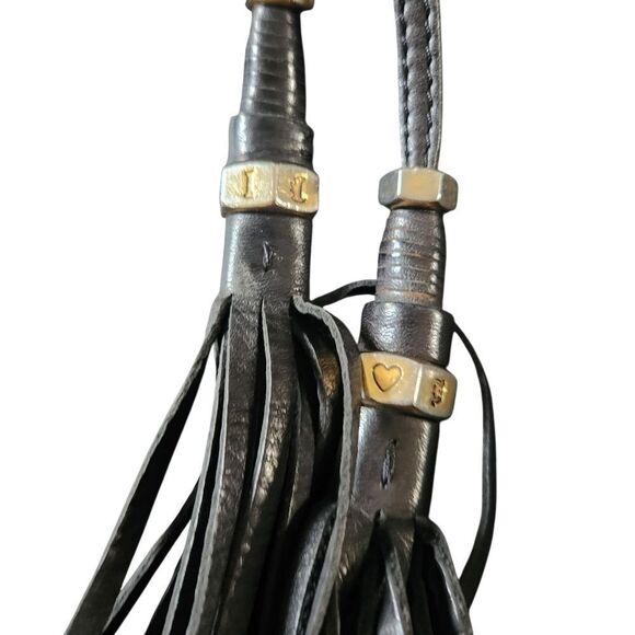 Vintage Juicy Couture Handbag Purse Black Leather w/ Gold Accents Shoulder - Picture 8 of 15